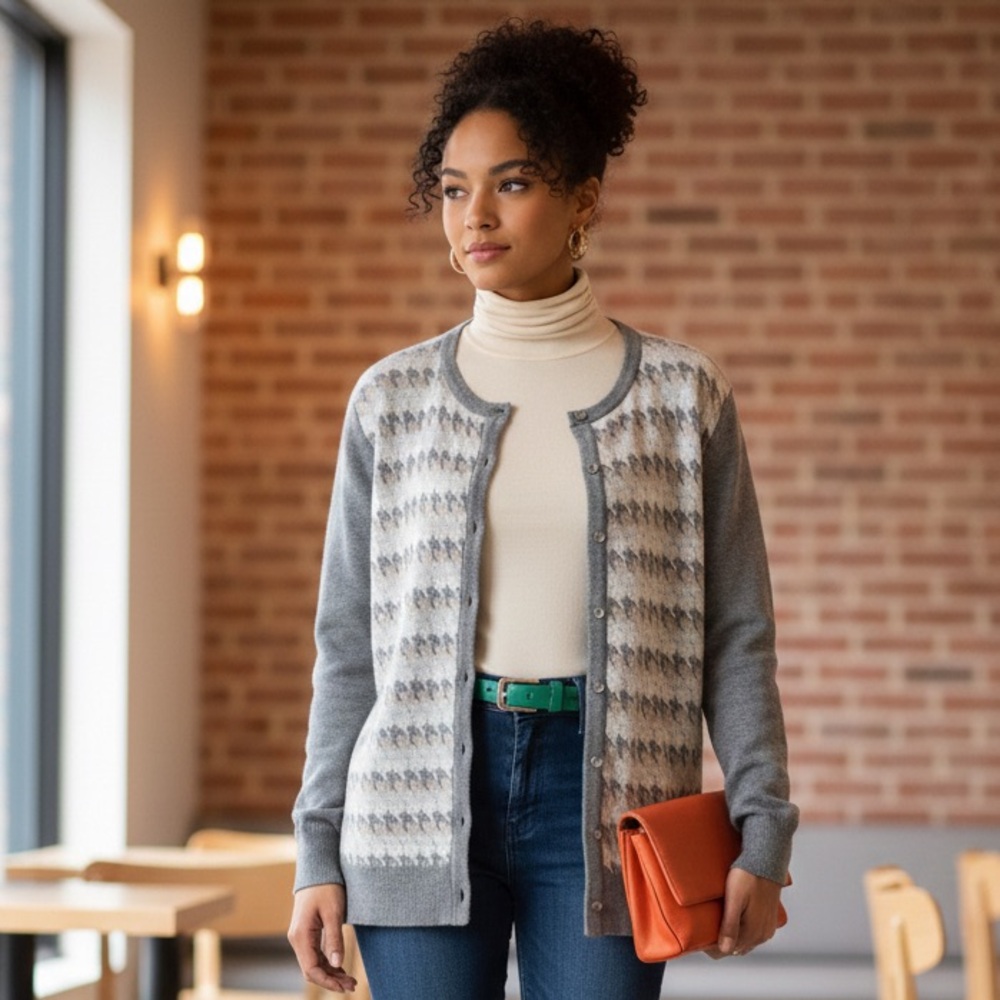 Croft & Barrow Gray Patterned Women's Cardigan
